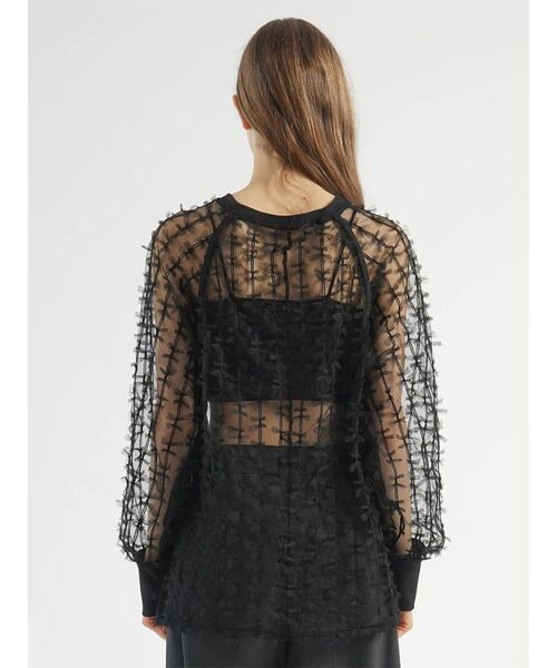 :ETHROF(イーサオブ)の「TULLE RIBBON SHEER TOPS(その他トップス・レディース・オフホワイト/ブラック・FREE)」の9枚目の写真