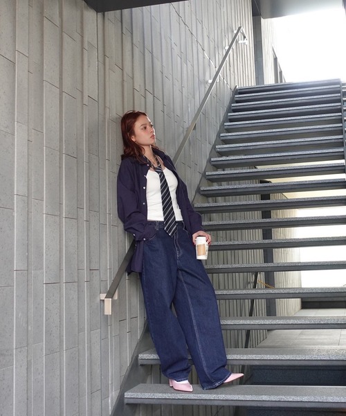 TEEN BOOP(ティーンブープ)の「エンブロイダリーBIGシャツ(シャツ/ブラウス・レディース・ネイビー/ホワイト・FREE)」の16枚目の写真