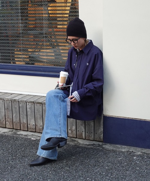 TEEN BOOP(ティーンブープ)の「エンブロイダリーBIGシャツ(シャツ/ブラウス・レディース・ネイビー/ホワイト・FREE)」の17枚目の写真