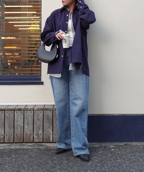 TEEN BOOP(ティーンブープ)の「エンブロイダリーBIGシャツ(シャツ/ブラウス・レディース・ネイビー/ホワイト・FREE)」の18枚目の写真