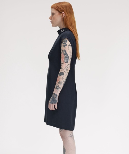 美品⚪︎ FRED PERRYノースリーブ プリーツワンピース チェック グレー FRED PERRY ワンピース Sleeveless Polo Dress／ノースリーブ