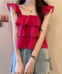 新入荷 シャツ/ブラウス（レッド/赤色系・袖なし）ファッション通販 トップス