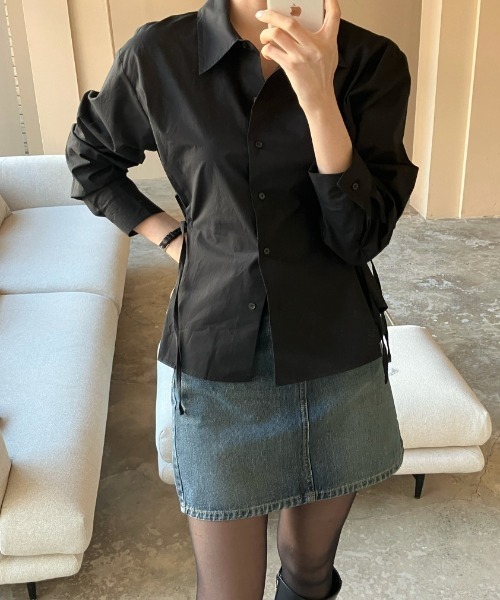 Per sist ence（パーシエンス）の「ウエストリボンシェイプシャツブラウス（シャツ/ブラウス・レディース・ホワイト/ブルー/ブラック・MEDIUM/X-LARGE/LARGE/FREE）」の14枚目の写真