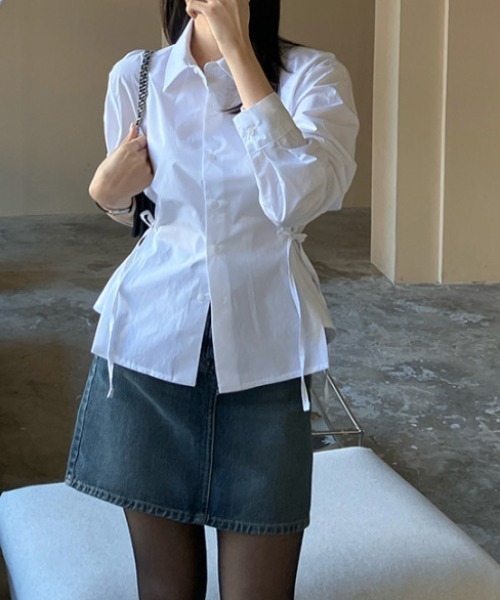 Per sist ence（パーシエンス）の「ウエストリボンシェイプシャツブラウス（シャツ/ブラウス・レディース・ホワイト/ブルー/ブラック・MEDIUM/X-LARGE/LARGE/FREE）」の5枚目の写真