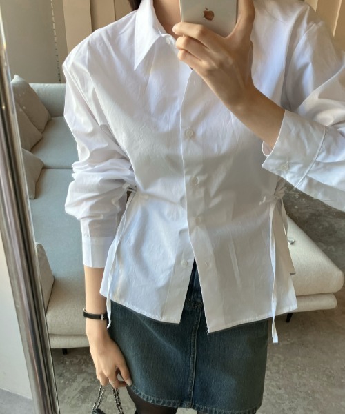 Per sist ence（パーシエンス）の「ウエストリボンシェイプシャツブラウス（シャツ/ブラウス・レディース・ホワイト/ブルー/ブラック・MEDIUM/X-LARGE/LARGE/FREE）」の6枚目の写真