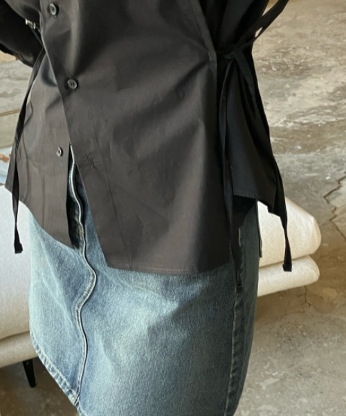 Per sist ence（パーシエンス）の「ウエストリボンシェイプシャツブラウス（シャツ/ブラウス・レディース・ホワイト/ブルー/ブラック・MEDIUM/X-LARGE/LARGE/FREE）」の16枚目の写真