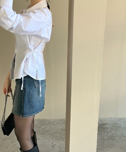 Per sist ence（パーシエンス）の「ウエストリボンシェイプシャツブラウス（シャツ/ブラウス・レディース・ホワイト/ブルー/ブラック・MEDIUM/X-LARGE/LARGE/FREE）」の11枚目の写真