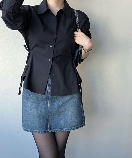 Per sist ence（パーシエンス）の「ウエストリボンシェイプシャツブラウス（シャツ/ブラウス・レディース・ホワイト/ブルー/ブラック・MEDIUM/X-LARGE/LARGE/FREE）」の15枚目の写真