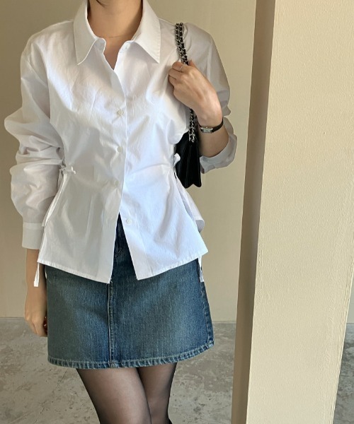 Per sist ence（パーシエンス）の「ウエストリボンシェイプシャツブラウス（シャツ/ブラウス・レディース・ホワイト/ブルー/ブラック・MEDIUM/X-LARGE/LARGE/FREE）」の9枚目の写真