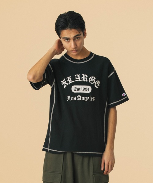 XLARGE×Champion REVERSE WEAVE STICHED S/S TEE（Tシャツ