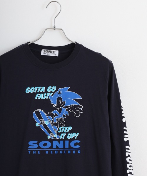 SEGA(セガ)の「SONIC 天竺長袖Tシャツ(Tシャツ/カットソー・メンズ・ブラック/ブルーグレー/杢グレー/オフホワイト/ホワイト/ネイビー・M/L/LL)」の6枚目の写真