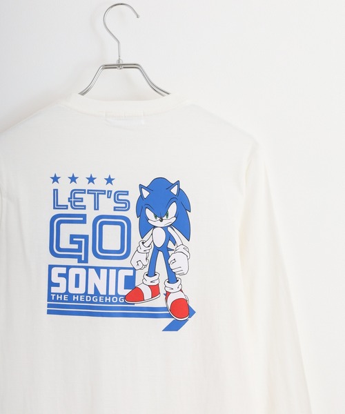 SEGA(セガ)の「SONIC 天竺長袖Tシャツ(Tシャツ/カットソー・メンズ・ブラック/ブルーグレー/杢グレー/オフホワイト/ホワイト/ネイビー・M/L/LL)」の2枚目の写真