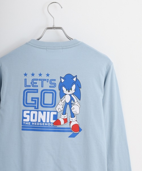 SEGA(セガ)の「SONIC 天竺長袖Tシャツ(Tシャツ/カットソー・メンズ・ブラック/ブルーグレー/杢グレー/オフホワイト/ホワイト/ネイビー・M/L/LL)」の4枚目の写真