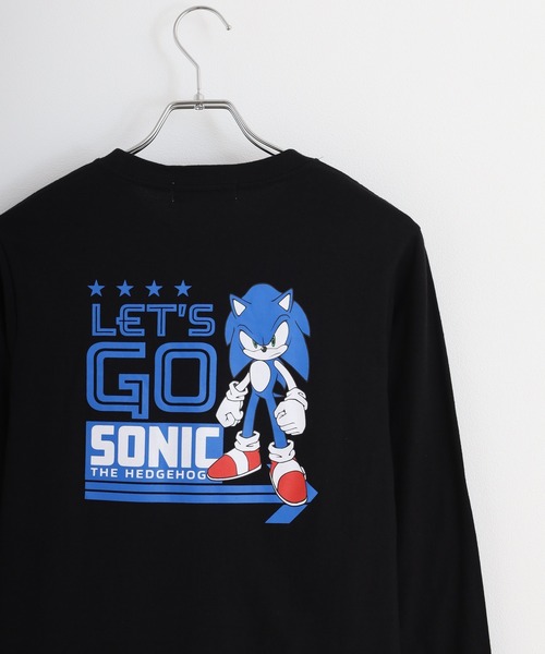 SEGA(セガ)の「SONIC 天竺長袖Tシャツ(Tシャツ/カットソー・メンズ・ブラック/ブルーグレー/杢グレー/オフホワイト/ホワイト/ネイビー・M/L/LL)」の3枚目の写真