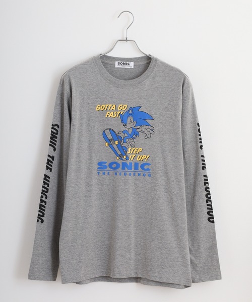 SEGA(セガ)の「SONIC 天竺長袖Tシャツ(Tシャツ/カットソー・メンズ・ブラック/ブルーグレー/杢グレー/オフホワイト/ホワイト/ネイビー・M/L/LL)」の7枚目の写真