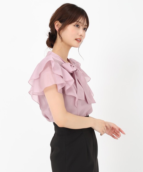 MISCH MASCH(ミッシュマッシュ)の「シアーフリルボウタイブラウス(シャツ/ブラウス・レディース・ホワイト/ピンク/ブルー/グリーン・フリ-)」の10枚目の写真