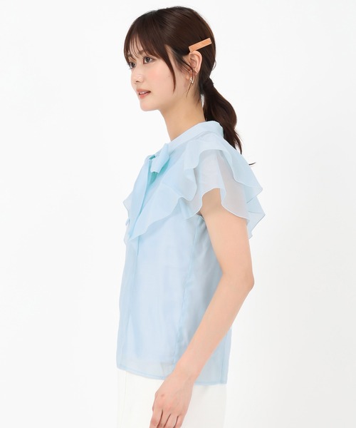 MISCH MASCH(ミッシュマッシュ)の「シアーフリルボウタイブラウス(シャツ/ブラウス・レディース・ホワイト/ピンク/ブルー/グリーン・フリ-)」の16枚目の写真