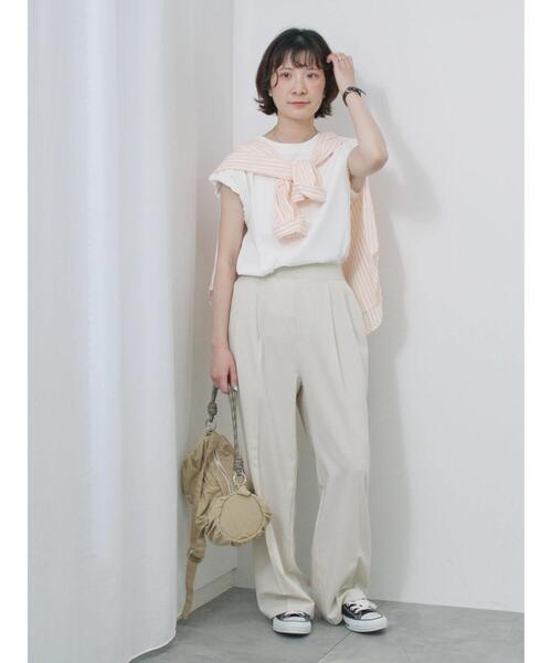 Samansa Mos2 blue（サマンサモスモスブルー）の「ハシゴレース付きフレンチTシャツ（Tシャツ/カットソー・レディース・シルバーグレー/チャコールグレー/オフホワイト・F）」の10枚目の写真