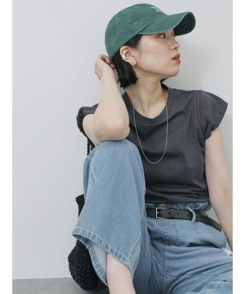 Samansa Mos2 blue（サマンサモスモスブルー）の「ハシゴレース付きフレンチTシャツ（Tシャツ/カットソー・レディース・シルバーグレー/チャコールグレー/オフホワイト・F）」の13枚目の写真