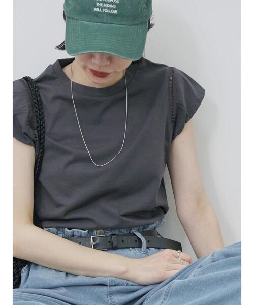 Samansa Mos2 blue（サマンサモスモスブルー）の「ハシゴレース付きフレンチTシャツ（Tシャツ/カットソー・レディース・シルバーグレー/チャコールグレー/オフホワイト・F）」の14枚目の写真