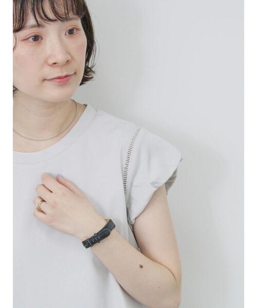 Samansa Mos2 blue（サマンサモスモスブルー）の「ハシゴレース付きフレンチTシャツ（Tシャツ/カットソー・レディース・シルバーグレー/チャコールグレー/オフホワイト・F）」の21枚目の写真