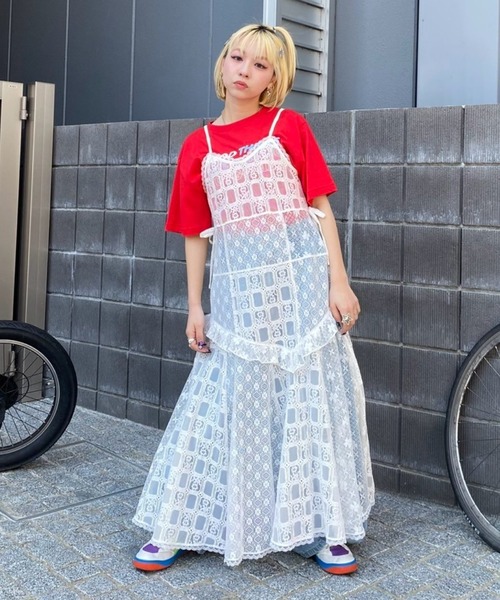 Candy Stripper(キャンディストリッパー)の「LACY PATCH WORK CAMI ワンピース(ワンピース・レディース・オフホワイト/ブラック/ラベンダー・FREE)」の10枚目の写真