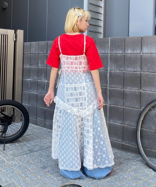 Candy Stripper(キャンディストリッパー)の「LACY PATCH WORK CAMI ワンピース(ワンピース・レディース・オフホワイト/ブラック/ラベンダー・FREE)」の12枚目の写真