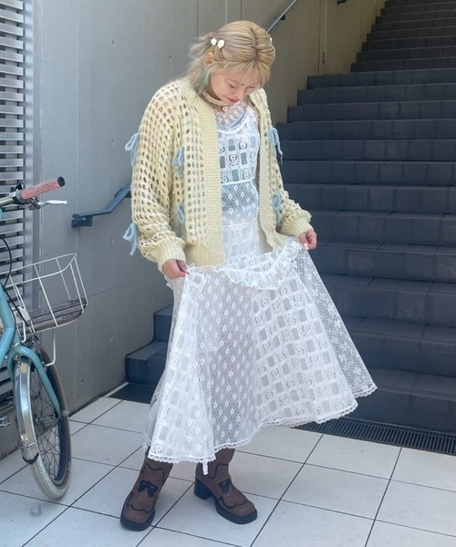 Candy Stripper(キャンディストリッパー)の「LACY PATCH WORK CAMI ワンピース(ワンピース・レディース・オフホワイト/ブラック/ラベンダー・FREE)」の14枚目の写真