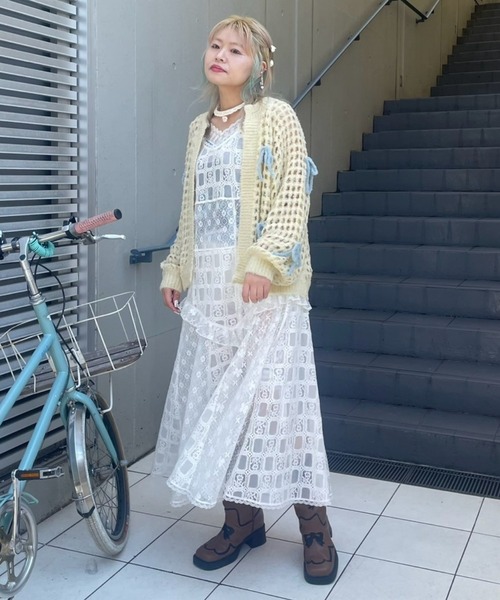 Candy Stripper(キャンディストリッパー)の「LACY PATCH WORK CAMI ワンピース(ワンピース・レディース・オフホワイト/ブラック/ラベンダー・FREE)」の13枚目の写真