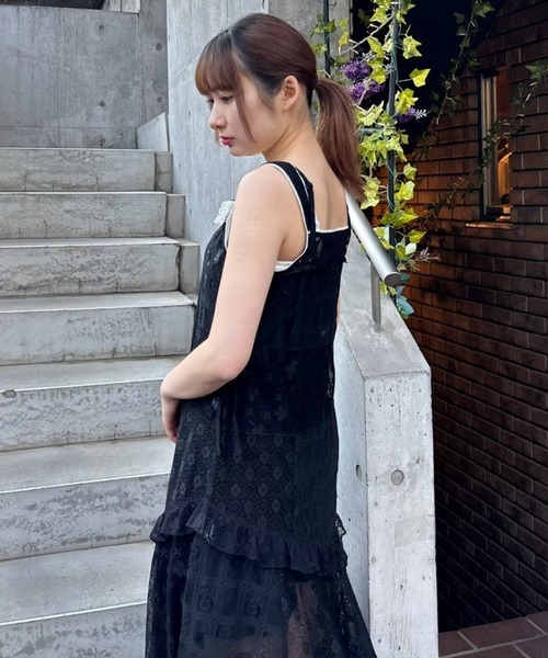 Candy Stripper(キャンディストリッパー)の「LACY PATCH WORK CAMI ワンピース(ワンピース・レディース・オフホワイト/ブラック/ラベンダー・FREE)」の21枚目の写真