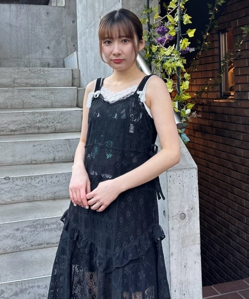 Candy Stripper(キャンディストリッパー)の「LACY PATCH WORK CAMI ワンピース(ワンピース・レディース・オフホワイト/ブラック/ラベンダー・FREE)」の20枚目の写真