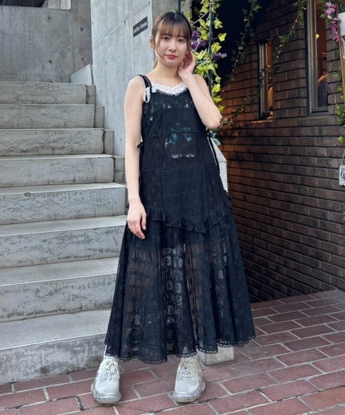 Candy Stripper(キャンディストリッパー)の「LACY PATCH WORK CAMI ワンピース(ワンピース・レディース・オフホワイト/ブラック/ラベンダー・FREE)」の17枚目の写真