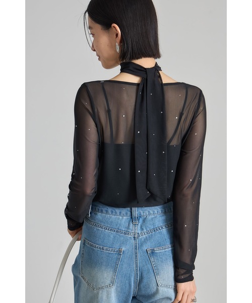 &. NOSTALGIA(アンドドットノスタルジア)の「タイ付きビジューカットソー(Tシャツ/カットソー・レディース・ブラック/ライトグレー・M)」の8枚目の写真