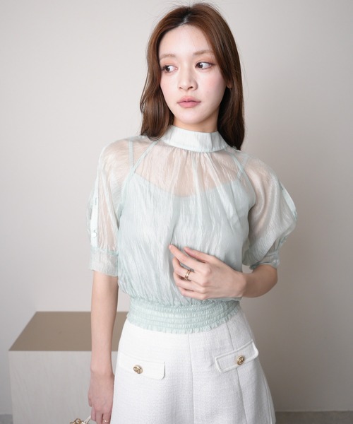 LIPSERVICE（リップサービス）の「ショルダーボタンシアーリボンブラウス（シャツ/ブラウス・レディース・ミント/その他1/その他2/ホワイト・FREE）」の3枚目の写真