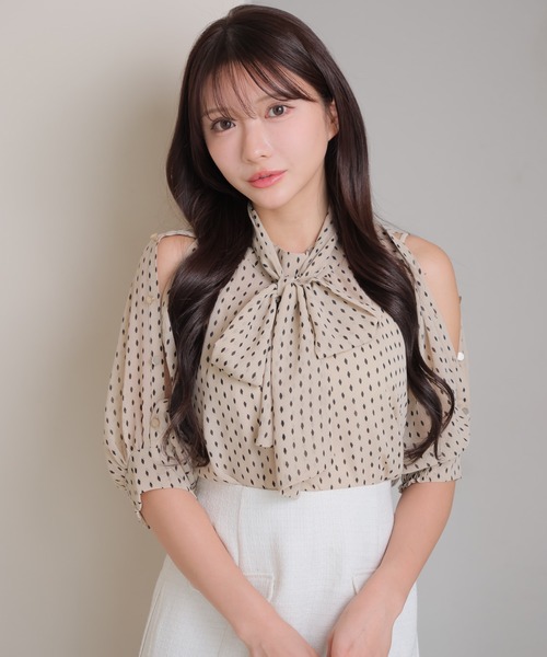 LIPSERVICE（リップサービス）の「ショルダーボタンシアーリボンブラウス（シャツ/ブラウス・レディース・ミント/その他1/その他2/ホワイト・FREE）」の5枚目の写真