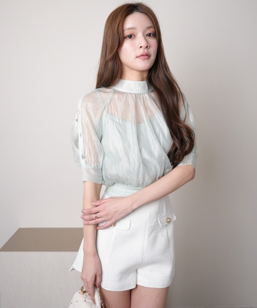 LIPSERVICE（リップサービス）の「ショルダーボタンシアーリボンブラウス（シャツ/ブラウス・レディース・ミント/その他1/その他2/ホワイト・FREE）」の11枚目の写真