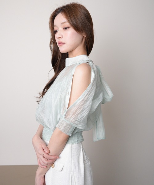 LIPSERVICE（リップサービス）の「ショルダーボタンシアーリボンブラウス（シャツ/ブラウス・レディース・ミント/その他1/その他2/ホワイト・FREE）」の14枚目の写真