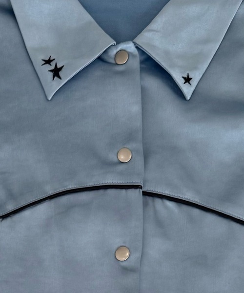 hugi(ハギ)の「STAR SHIRT BLOUSON/スターシャツブルゾン(シャツ/ブラウス・レディース・サックスブルー・FREE)」の12枚目の写真