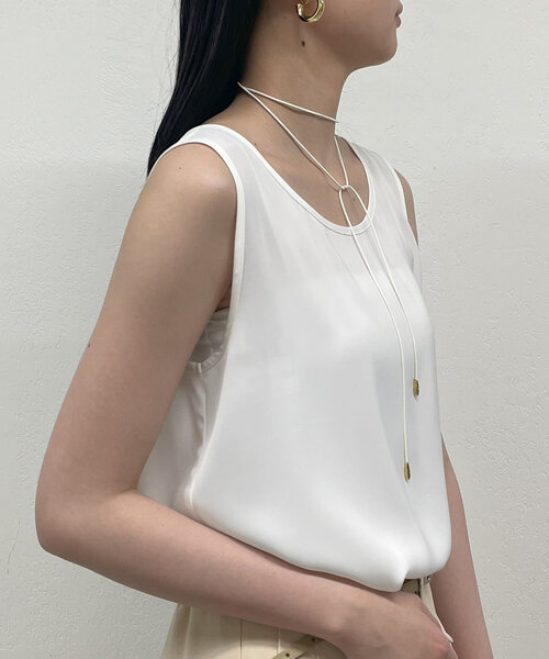 LOUNGEDRESS(ラウンジドレス)の「サテンインナータンク(タンクトップ・レディース・ブラック/オフホワイト・FREE)」の6枚目の写真