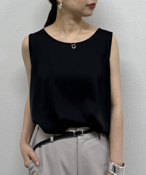 LOUNGEDRESS(ラウンジドレス)の「サテンインナータンク(タンクトップ・レディース・ブラック/オフホワイト・FREE)」の12枚目の写真