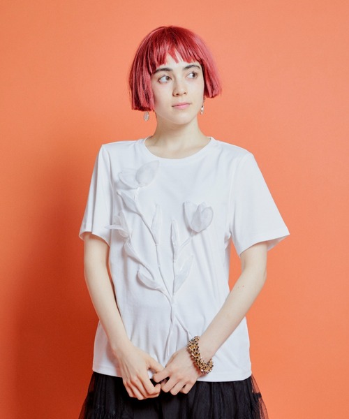 manana suerte(マニャーナスエルテ)の「チューリップTシャツ(Tシャツ/カットソー・レディース・ホワイト/ブラック・FREE)」の17枚目の写真