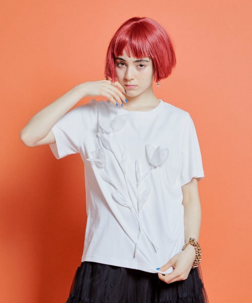 manana suerte(マニャーナスエルテ)の「チューリップTシャツ(Tシャツ/カットソー・レディース・ホワイト/ブラック・FREE)」の12枚目の写真
