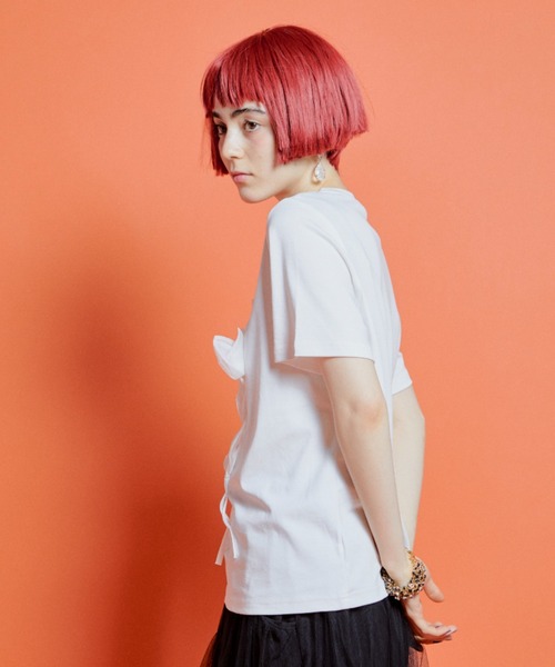manana suerte(マニャーナスエルテ)の「チューリップTシャツ(Tシャツ/カットソー・レディース・ホワイト/ブラック・FREE)」の13枚目の写真