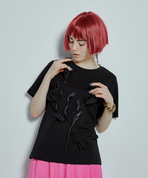 manana suerte(マニャーナスエルテ)の「チューリップTシャツ(Tシャツ/カットソー・レディース・ホワイト/ブラック・FREE)」の5枚目の写真