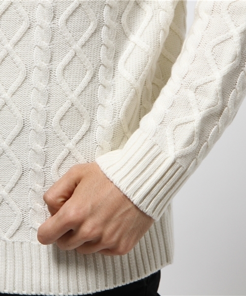 Lui's（ルイス）の「Lui's(ルイス) 編み切替タートルニット（ニット/セーター・メンズ・ブラック/ホワイト/グレー・SMALL/MEDIUM）」の7枚目の写真