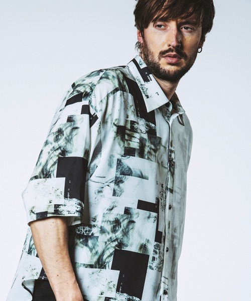 NO ID.(ノーアイディ)の「【NO ID.】Half Sleeve Layered Big Shirt / ハーフ スリーブ レイヤード ビッグ シャツ(シャツ/ブラウス・メンズ・ホワイト/ブラック/チェック・ONE SIZE)」の1枚目の写真