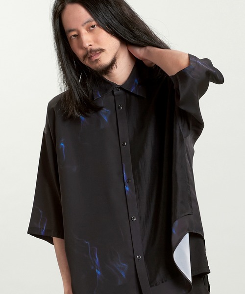NO ID.(ノーアイディ)の「【NO ID.】Half Sleeve Layered Big Shirt / ハーフ スリーブ レイヤード ビッグ シャツ(シャツ/ブラウス・メンズ・ホワイト/ブラック/チェック・ONE SIZE)」の2枚目の写真