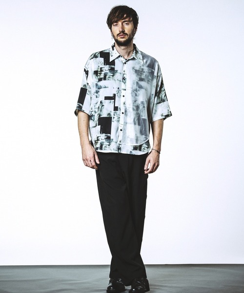 NO ID.(ノーアイディ)の「【NO ID.】Half Sleeve Layered Big Shirt / ハーフ スリーブ レイヤード ビッグ シャツ(シャツ/ブラウス・メンズ・ホワイト/ブラック/チェック・ONE SIZE)」の12枚目の写真