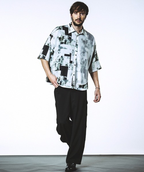 NO ID.(ノーアイディ)の「【NO ID.】Half Sleeve Layered Big Shirt / ハーフ スリーブ レイヤード ビッグ シャツ(シャツ/ブラウス・メンズ・ホワイト/ブラック/チェック・ONE SIZE)」の11枚目の写真