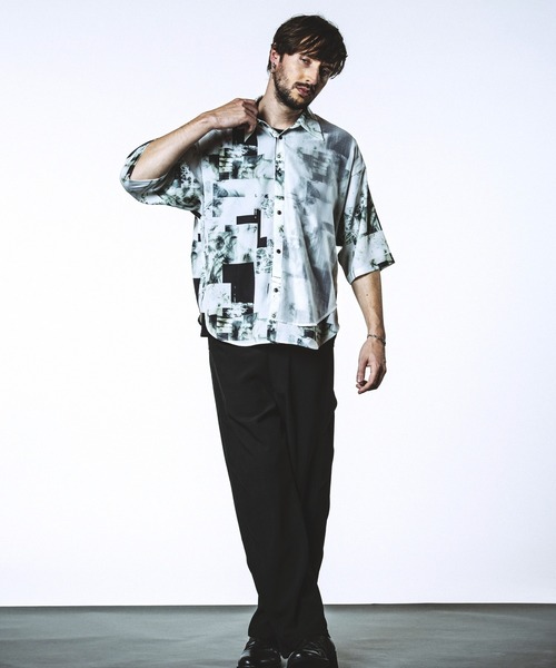 NO ID.(ノーアイディ)の「【NO ID.】Half Sleeve Layered Big Shirt / ハーフ スリーブ レイヤード ビッグ シャツ(シャツ/ブラウス・メンズ・ホワイト/ブラック/チェック・ONE SIZE)」の13枚目の写真